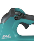 Close-up of the handle and cruise control on the 18V LXT Brushless Cordless Blower With Cruise Control, Variable Speed Trigger, And Speed Lock.