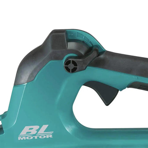 Close-up of the handle and cruise control on the 18V LXT Brushless Cordless Blower With Cruise Control, Variable Speed Trigger, And Speed Lock.