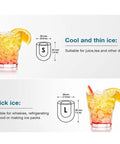 Portable Countertop Ice Maker Electric Machine Whip Up Fresh Cylindrical Cubes In Minutes, showcasing cool and thick ice for drinks.