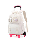Girls Rolling Backpack For School With Wheels Durable Lightweight Polyester Trolley Bag With Multiple Compartments Reinforced Straps