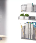 Magnetic Desk Organizer Set With Modular Stand Metal Construction Three Trays And Pen Holder for office organization