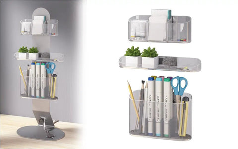 Magnetic Desk Organizer Set With Modular Stand Metal Construction Three Trays And Pen Holder for office organization