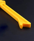 Yellow Woodworking Pusher Safety Push Stick For Carpentry, straight table push block, angled view showing grip and cutting guide