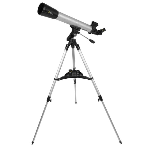 70mm Telescope With Phone Adapter Carbon Fiber Body Silver Finish on tripod for stargazing