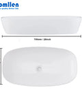28x15 Inch Oval Porcelain Vessel Sink White Ceramic Above Counter Bathroom Basin For Vanity Cabinet Modern Sleek Oval Bowl