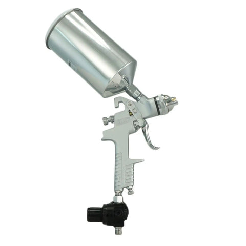 2.0mm HVLP Spray Gun With 1000ml Cup Beefy Stainless Needle Super Smooth Spray For Car Painting Auto Bodywork showcasing chrome finish and ergonomic grip.