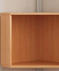 Solid Wood Corner Shelf With Multiple Tiers, Triangular Bookshelf for living room showcasing rich wood texture close-up