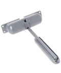 Heavy Duty Adjustable Surface Mounted Door Closer Fire Rated Metal For 180 Degree Automatic Opening, silver finish.