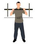 Person holding All In One Picture Hanging Tool With Built In Ruler And Level No Fuss Adjustable Up To 48 Inches Metal Black Wall Mounting Kit