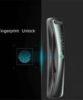 Slick Smart Door Lock With Built In Camera Rock Solid Fingerprint Reader Plus Secure Password IC Card Key Backup For Dead Simple Setup And Reliable Home Security showing fingerprint unlock feature and keypad.
