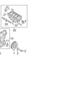 Diagram of Hyundai and Kia engine parts including Hyundai Oil Filter 2630035504 Genuine OEM Universal Fit For Most Hyundai And Kia Models 2006 To 2014.