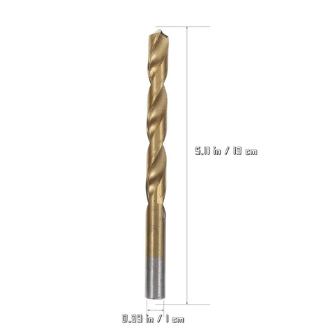 19 Piece Cobalt And Hss Twist Drill Bit Set Titanium Coated For Impact Drills Metal Wood Sturdy Jobber Bits Tool Kit, 5.11 in bit