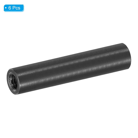 Black M3 aluminum standoff spacer, 25mm long hollow cylinder with internal threads, 6-pack