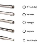 Close-up of carburetor adjustment tool heads for 2-cycle small engine trimmer, weedeater, chainsaw, leaf blower with various shapes