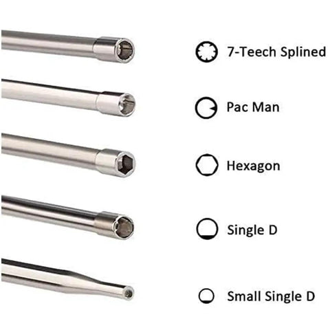 Close-up of carburetor adjustment tool heads for 2-cycle small engine trimmer, weedeater, chainsaw, leaf blower with various shapes