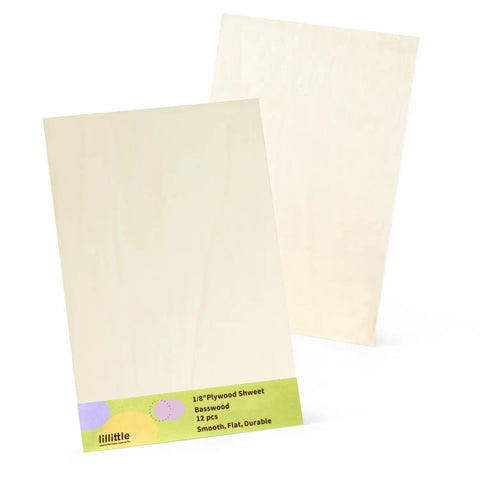 12 Pack Basswood Sheets 12 By 20 By 0.125 Inch 3mm For Laser Cutting And Engraving, smooth flat wood blanks shown on white background.