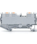 Side view of Ten Pack 4mm Square Dual Wire Terminal Block Kit With DIN Rail Mount Pro Grade Heavy Duty Spring Clamp