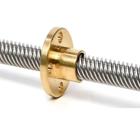 T8 Threaded Trapezoidal Lead Screw For 3D Printer With 8mm Diameter And 2mm Pitch Lead Options 4mm Or 8mm Stainless Steel Shaft And Copper Nut Lengths 100mm To 800mm High Precision Linear Motion Component, copper nut on threaded shaft