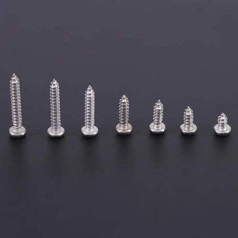 M3 Screws Assortment Kit 500 Pcs Button Head Self Tapping Screws Stainless Steel 304 assorted lengths displayed on black surface