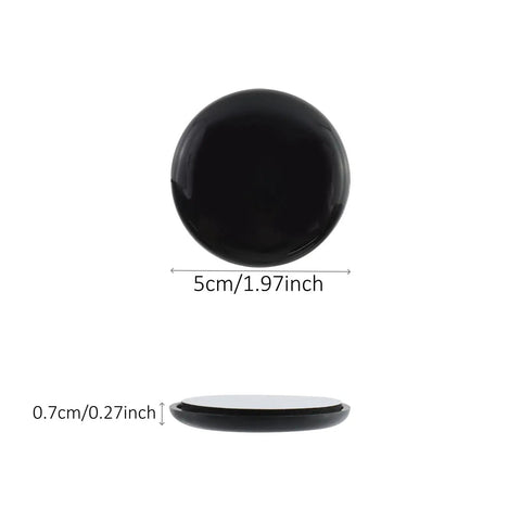 Heavy Duty Self Stick Furniture Sliders Round Two Inch Pads For Hardwood Floors with black surface and dimensions 5cm, 0.7cm thick.