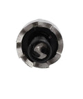Close-up of 17.5mm Hole Saw Set With 65mm Length HSS Spring Loaded Twist Drill Bits 4 Pieces For Cutting Holes In Wood Metal Plastic Handy Drill Bit Kit Ideal For DIY Projects And Professional Shop Use, viewed from the drill bit end.