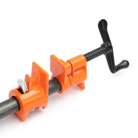 Heavy Duty Three Quarter Inch Pipe Clamp Fixture With Crank Handle, Hardened Steel, One And Three Quarter Inch Square Clamp Faces