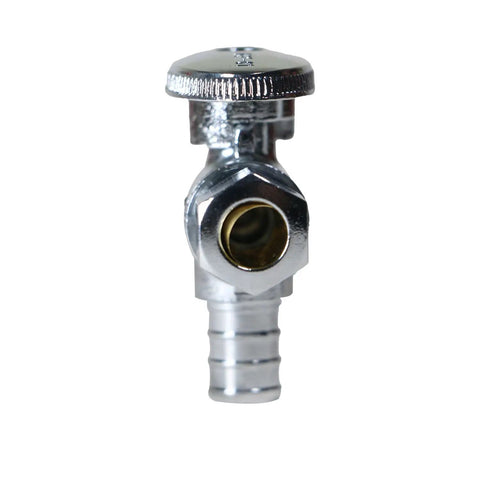 10 Pack One Half Inch PEX To Three Eighths Inch OD Compression Angle Stop Valve With Brass Body And Metal Handle, One Half Turn