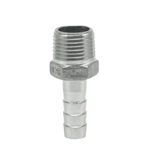 Heavy Duty Stainless Steel NPT Male Hose Barb Pipe Fitting Connector Kit, 1 Eighth To 2 Inch NPT Sizes, 304 Stainless, Straight Male Adapter