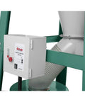 Heavy Duty 10 Horsepower 3 Phase Cyclone Dust Collector With 4029 CFM suction, featuring remote control switch and hose connection.