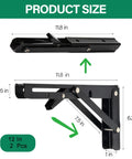 Tough As Nails Heavy Duty Folding Shelf Brackets 12 Inch dimensions shown, measuring 11.8 in and 6.2 in for space saving use.