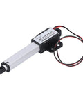 Mini Aluminum Linear Actuator, 50mm Stroke, 150N Push Force, 12V DC with black mounting bracket and wiring