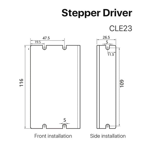 Technical diagram of Beefy Closed Loop Servo Motor For CNC With 57mm Frame Nema 23 Stepper Encoder Easy Servo Driver Three Nm Torque Five A Current.