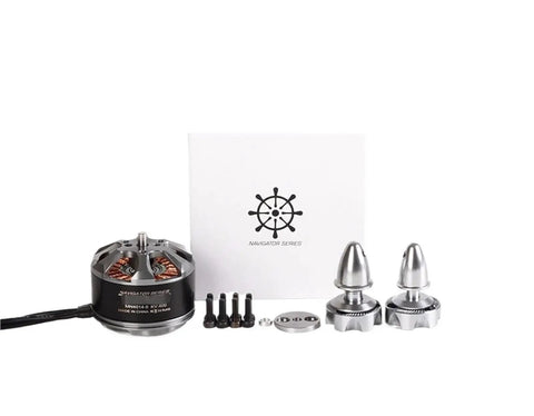 Beefy Outrunner Brushless Drone Motor 330KV And 400KV with parts displayed, aluminum casing, for RC drones and planes.