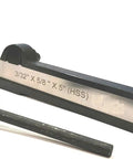 Straight Shank Lathe Parting Tool Holder With HSS Blade for narrow groove cutting, black tool with engraved measurement.