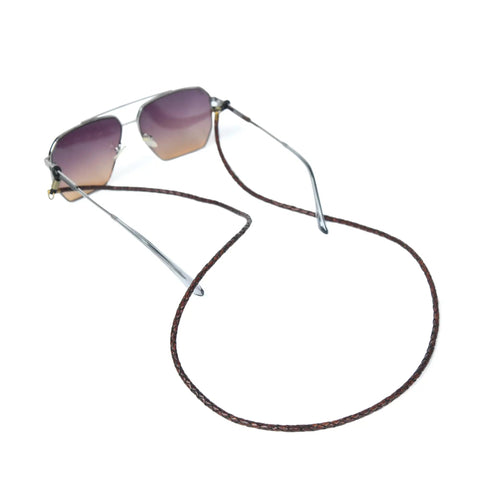 Top Shelf Distressed Leather Glasses Strap Locks Your Eyeglasses Safe With A Durable Eyeglass Chain Adjustable Sunglass Holder Around Neck For Flat Out Daily Confidence with sunglasses and leather strap.
