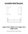 Technical diagram of Hidden Steel Shelf Brackets For Wall Mounted Desks And Shelves With Matte Black Finish Concealed Support Hardware