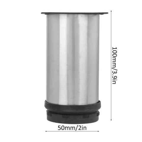 4 Pack Adjustable Furniture Legs Stainless Steel Plated Round Cabinet Feet 3.9 Inch Height For Sofa Coffee Table TV Stand Bed