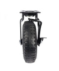 Rock Solid Eight Inch Pneumatic Rubber Caster With Side Brake Lock For Hotel Luggage Cart Rollin Smooth And Hassle Free Universal Stem Mount Caddy Wheel, viewed from front showing tread and brake.