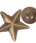 Gold-tone five-point star stud with backing post for DIY clothing and purses