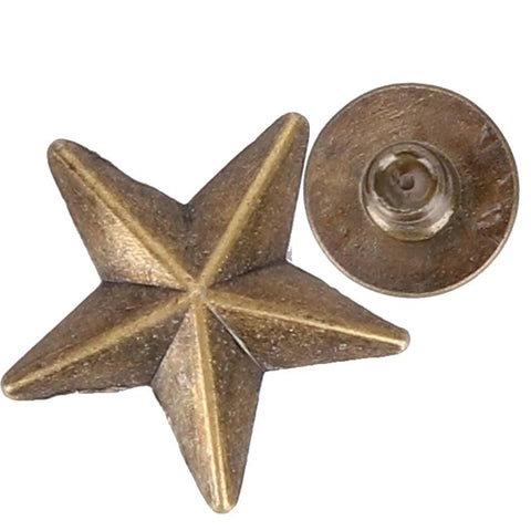 Gold-tone five-point star stud with backing post for DIY clothing and purses
