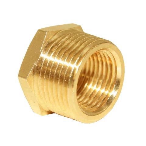 Six Piece Brass Pipe Fitting Reducer Hex Bushing From Three Quarter Inch NPT Male To One Half Inch NPT Female Heavy Duty Rustproof