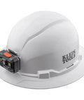 Rugged Worksite Ready Hard Hat With Rechargeable Headlamp Full Brim Non Vented Safety Helmet Padded Sweatband Odor Resistant Built For All Day Comfort Tested Up To 20kV White