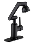 Matte Black Bathroom Sink Faucet In Stainless Steel With 1080 Degree Rotatable Swivel Spout, Single Handle Operation, Fits 1 Or 3 Hole Mount, Dual Water Outlet Modes With Hot And Cold Hoses, Easy Install And A Slick Modern Look.