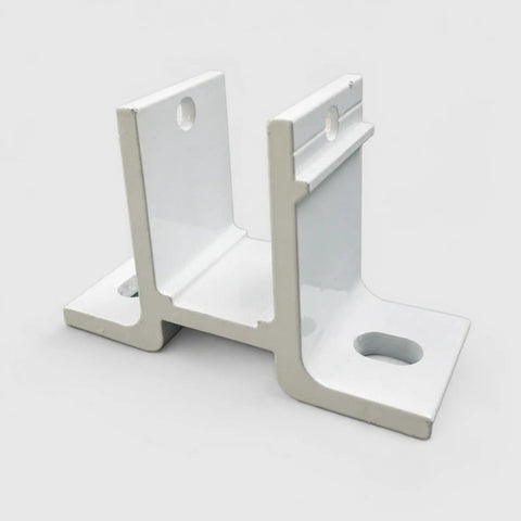 Outdoor Awning Bracket Aluminum Alloy Mounting Hardware with bent form, flat base, slotted holes, white finish