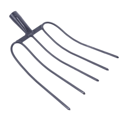 Handheld Manure Fork For Farm And Home Use with dark blue iron pitchfork design, ideal for lawn maintenance and rural cleanup.
