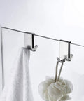 Double Hooks For Glass Shower Door Over The Bathroom Glass Wall 0.31-0.39 Inch Brushed Stainless Steel 304 2 Pack holding towel and loofah