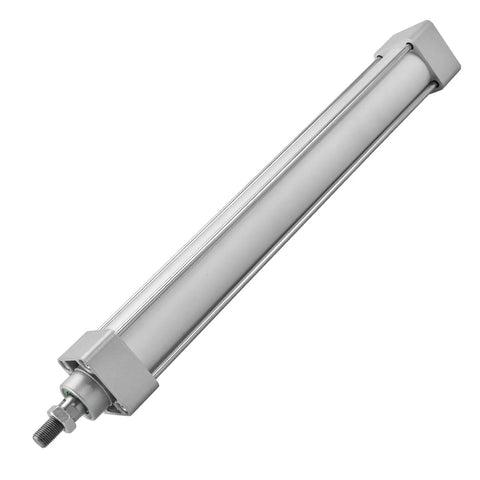 Tie Rod Pneumatic Air Cylinder SC 40-300 With 40mm Bore and 300mm Stroke PT Quarter Inch Port, silver, heavy-duty actuator for industrial use