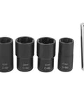 Heavy Duty Nut Extractor Socket Set For Screw And Fastener Removal, sleeve style remover with sockets sizes 17 to 22 mm.