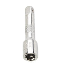 Heavy Duty 1/4 Inch Chrome Socket Wrench Extension Bar crushes tight squeeze jobs, showing 50mm chromed steel design for tight areas.