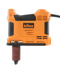 Heavy Duty 650W Portable Oscillating Spindle Sander With Variable 1800 To 3200 RPM Speed showing side view with sanding drum.